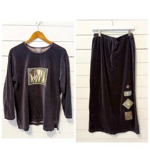 Blue Fish Clothing Vintage 90s Womens Corduroy Hand Painted Top/Shirt Size 20-22